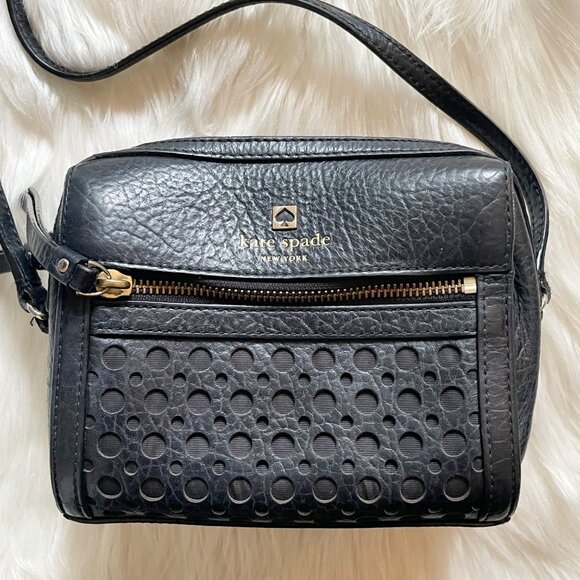 Kate Spade Black Looloo Perri Lane Bubbles Leather Crossbody Purse Bag - Picture 2 of 11